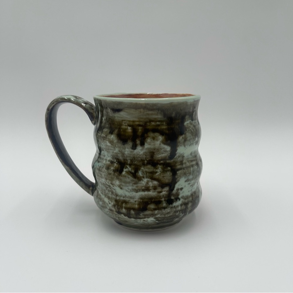 Stoneware Coffee Tea Mug Large Size Hand Painted Unique Earthy Beverage